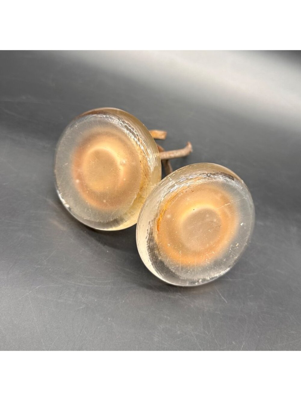 Antique Glass Wheels Metal Uranium UV Glow Industrial Rustic Farmhouse Decor